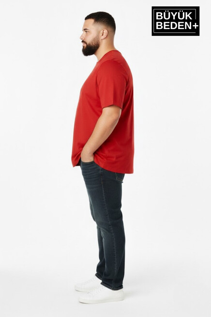 Büyük Beden Erkek Basic Tişört – Pamuklu Düz T-Shirt 3XL-6XL SPR26BTS510