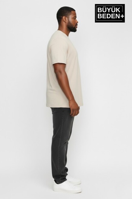 Büyük Beden Erkek Basic Tişört – Pamuklu Düz T-Shirt 3XL-6XL SPR26BTS510