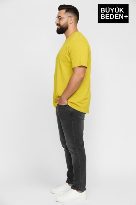 Büyük Beden Erkek Basic Tişört – Pamuklu Düz T-Shirt 3XL-6XL SPR26BTS510