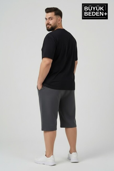Büyük Beden Erkek Kapri Şort Brooklyn Baskılı Rahat Kalıp 3XL-6XL SPR26BSR591-02