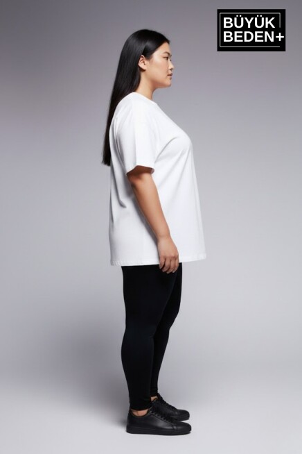 Büyük Beden Kadın Basic 3XL-6XL Bisiklet Yaka 3lü Tişört Seti SPR26BTSK510+3