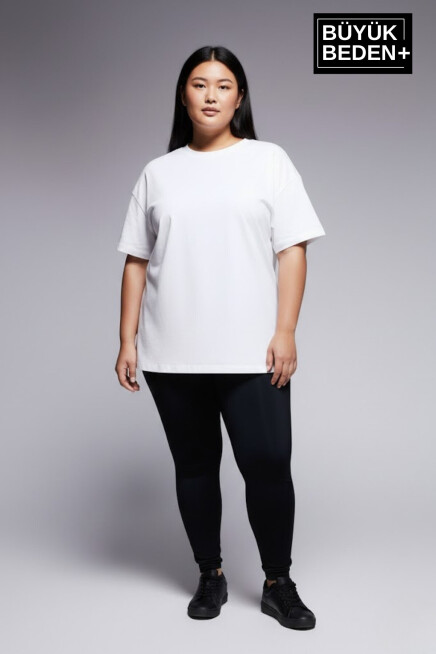 Büyük Beden Kadın Basic Tişört – Pamuklu Düz T-Shirt 3XL-6XL SPR26BTSK510