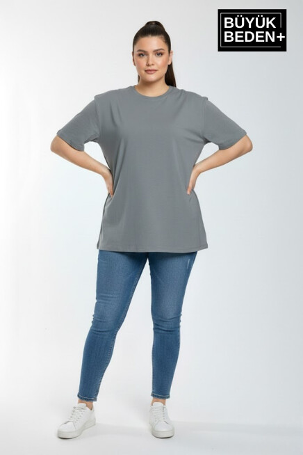 Büyük Beden Kadın Basic Tişört – Pamuklu Düz T-Shirt 3XL-6XL SPR26BTSK510