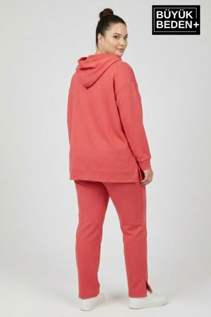 Büyük Beden Kapşonlu M Baskılı Tunik ince Sweatshırt  SPR26BTK991-4