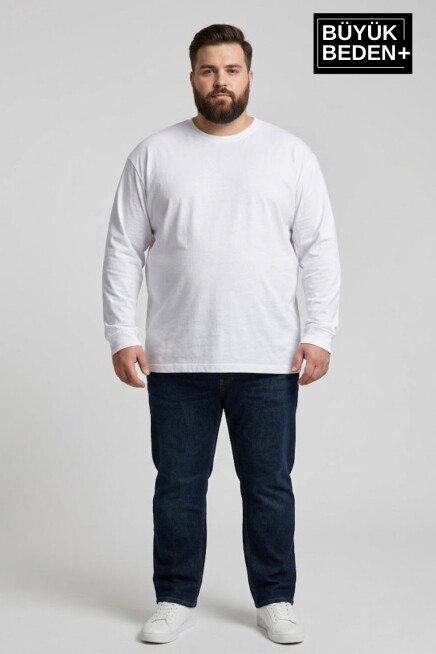 Erkek Büyük Beden 3lü Set Uzun Kollu 2 İplik Bisiklet Yaka Tişört SPR26BEA942+3