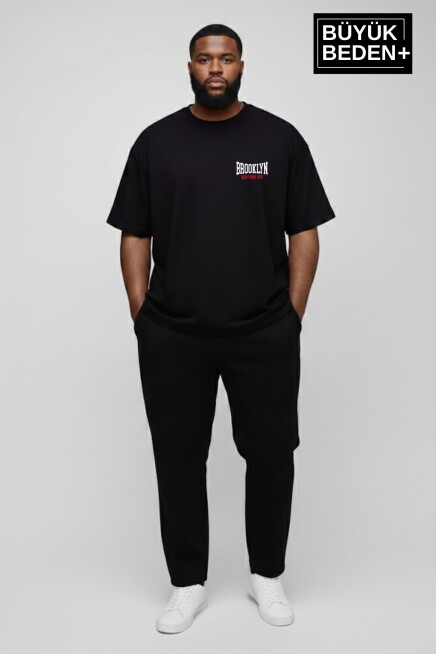 Süperlife Erkek Büyük Beden Brooklyn 1970 Baskılı 3xl-6xl Bisiklet Yaka Tshırt SPR26BTS510-03
