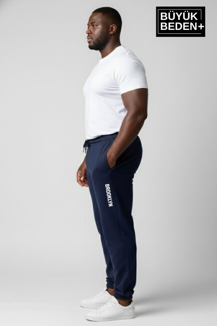 Erkek Büyük Beden BROOKLYN Baskılı Paça Lastikli  Jogger İnce Eşofman Altı  SPR26BEA951-2
