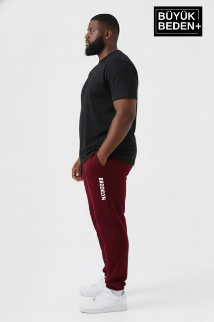 Erkek Büyük Beden BROOKLYN Baskılı Paça Lastikli  Jogger İnce Eşofman Altı  SPR26BEA951-2