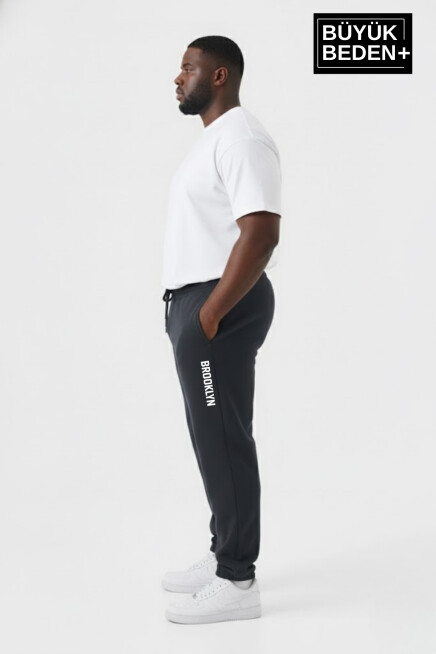Erkek Büyük Beden BROOKLYN Baskılı Paça Lastikli  Jogger İnce Eşofman Altı  SPR26BEA951-2