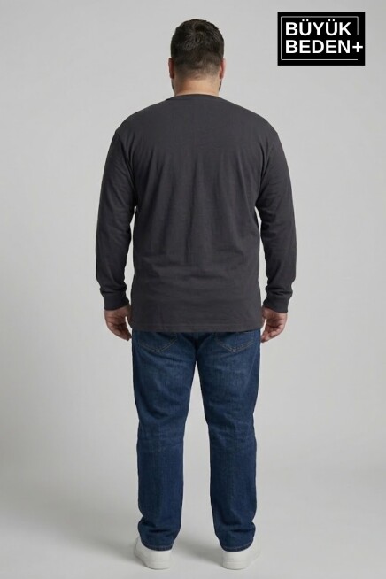 Erkek Büyük Beden El Yazılı Brooklyn Baskılı 2 İplik Bisiklet Yaka Tişört SPR26BTS942-6