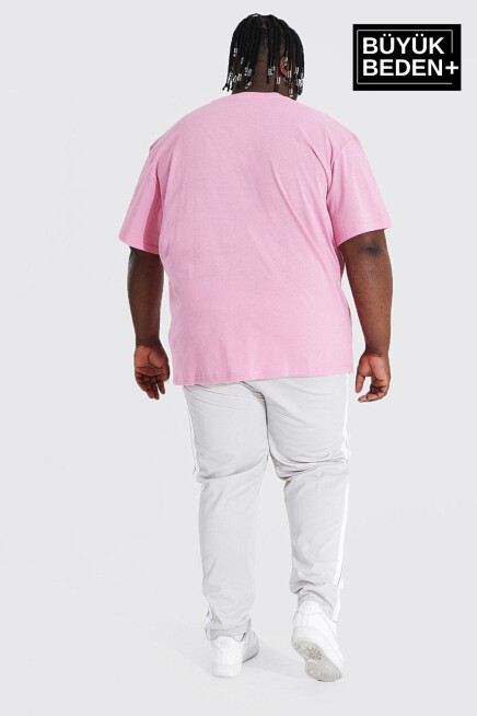 Erkek Büyük Beden El Yazılı California Baskılı 3xl-6xl Bisiklet Yaka Tshırt SPR26TBS510-07