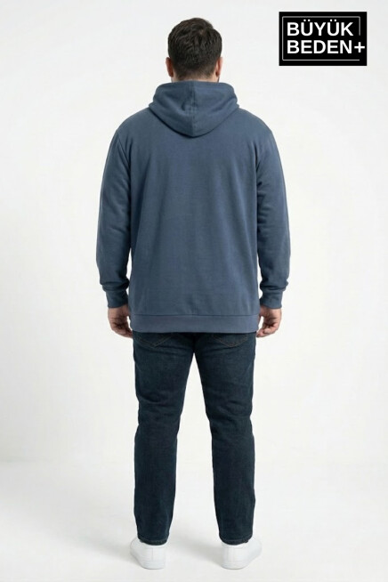 Erkek Büyük Beden İnce Kapşonlu Capri Island Baskılı ince Swatshırt SPR26BSW957-14