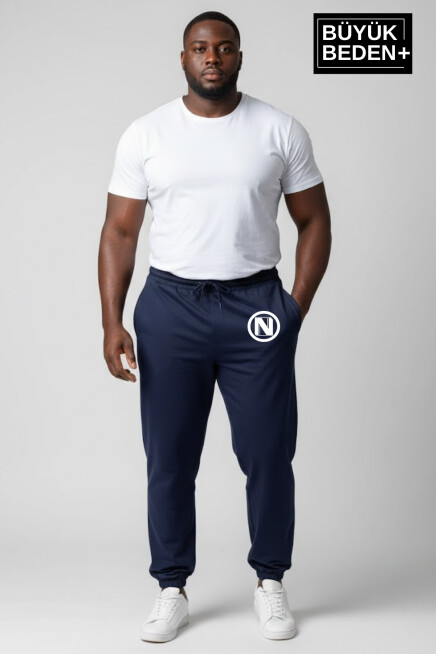 Erkek Büyük Beden N Logolu Paça Lastikli Rahat Kesim Jogger İnce Eşofman Altı SPR26BEA951-4