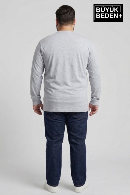 Erkek Büyük Beden New York Baskılı 2 İplik Bisiklet Yaka Tişört SPR26BTS942-5