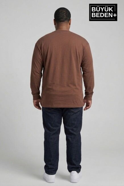 Erkek Büyük Beden Orta Brooklyn Baskılı 2 İplik Bisiklet Yaka Tişört SPR26BTS942-8