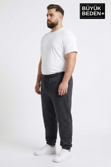 Erkek Büyük Beden Paça Lastikli İki İplik Rahat Kalıp ince Eşofman Altı SPR26BEA951