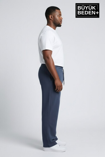 Erkek Büyük Beden Rahat Kesim Paça Reçme AR Baskılı İnce Eşofman Altı SPR26EA952-1
