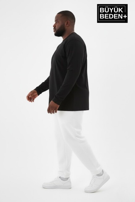 Erkek Büyük Beden Uzun Kollu 2 İplik Bisiklet Yaka Tişört SPR26BEA942