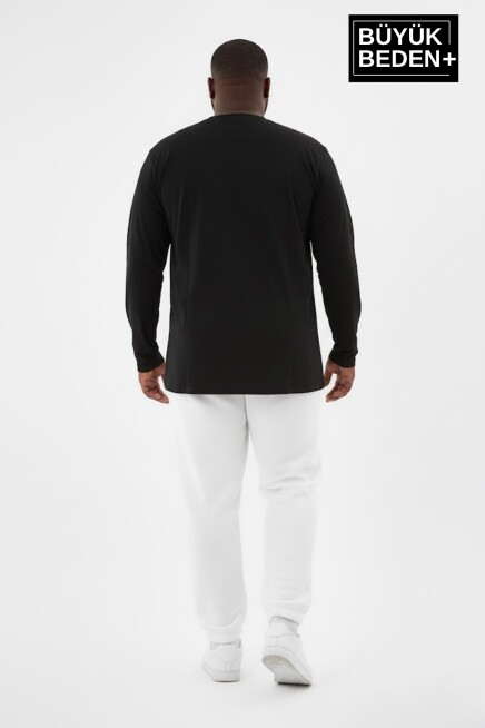 Erkek Büyük Beden Uzun Kollu 2 İplik Bisiklet Yaka Tişört SPR26BEA942