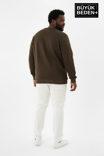 Erkek Büyük Beden Yelken Baskılı Bisiklet Yaka Sweatshirt SPR26BSW956-11