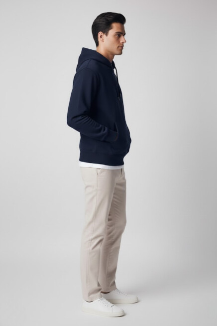 Erkek Kapşonlu Rahat Kalıp İçi Polarlı 3 iplik Kalın SweatShırt spr25sw55