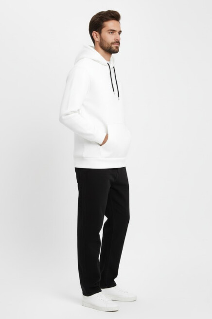 Erkek Kapşonlu Rahat Kalıp İçi Polarlı 3 iplik Kalın SweatShırt spr25sw55