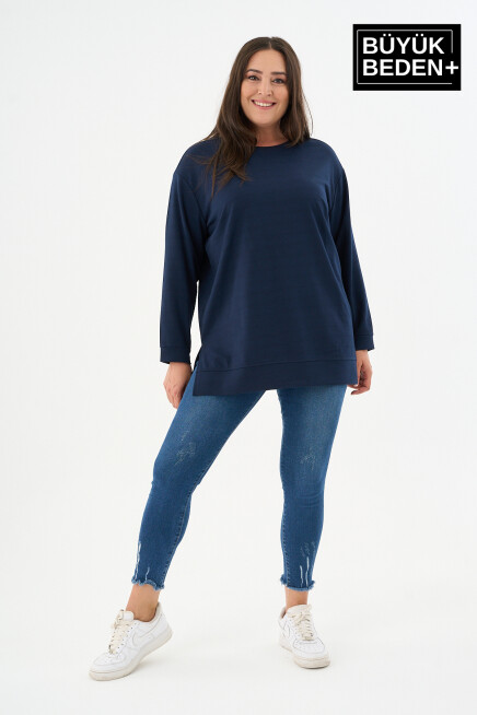 Kadın  Büyük Beden 2li Set ince Sweatshırt Tunik SPR26BTK990+2
