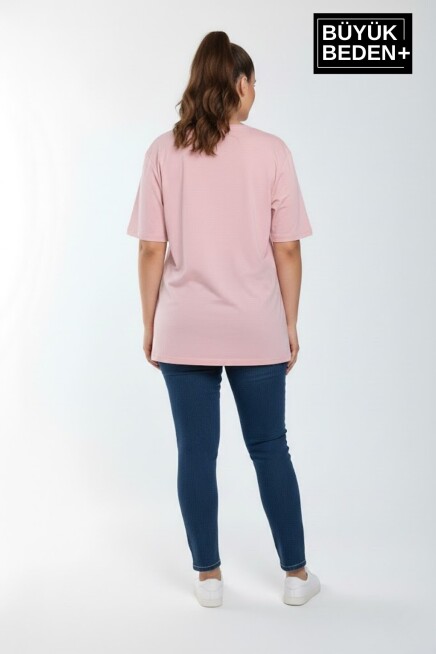 Kadın Büyük Beden AR Baskılı 3xl-6xl Bisiklet Yaka Tshırt SPR26BTSK510-1
