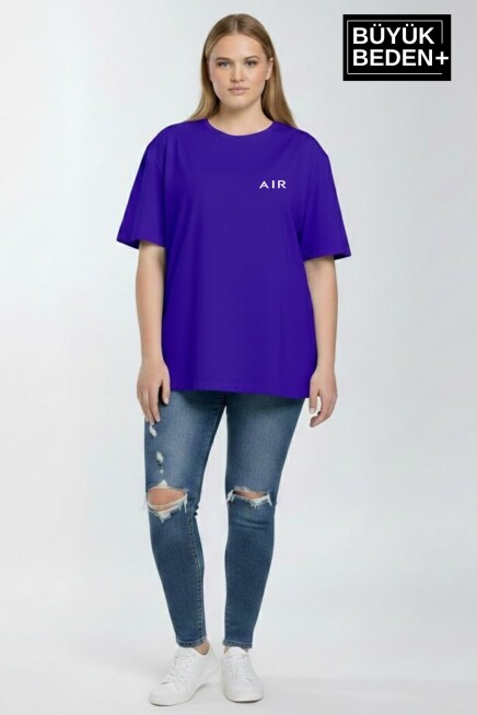 Kadın Büyük Beden AR Baskılı 3xl-6xl Bisiklet Yaka Tshırt SPR26BTSK510-1