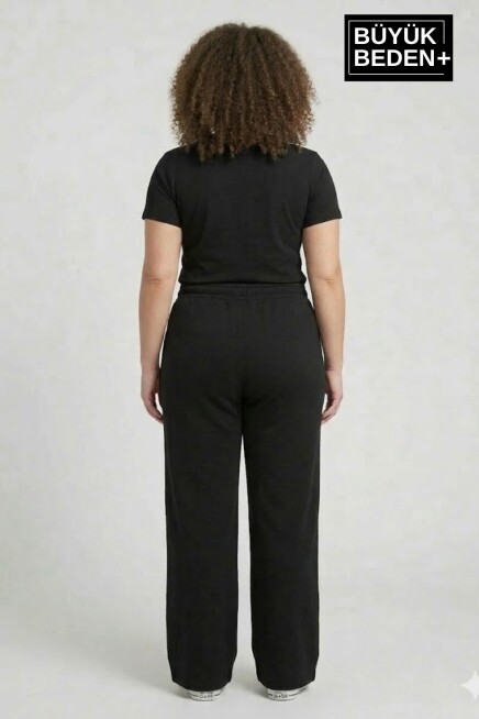 Kadın Büyük Beden Bol Paça  Yüksek Bel Lastikli NewYork Baskılı Eşofman Altı SPR26BEA988-5