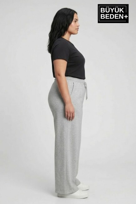 Kadın Büyük Beden Bol Paça  Yüksek Bel Lastikli NewYork Baskılı Eşofman Altı SPR26BEA988-5