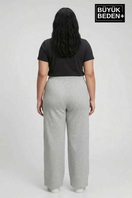 Kadın Büyük Beden Bol Paça  Yüksek Bel Lastikli NewYork Baskılı Eşofman Altı SPR26BEA988-5