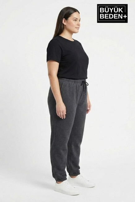 Kadın Büyük Beden BROOKLYN 1970 Baskılı Paça Lastikli Jogger İnce Eşofman Altı SPR26BEAK951-3