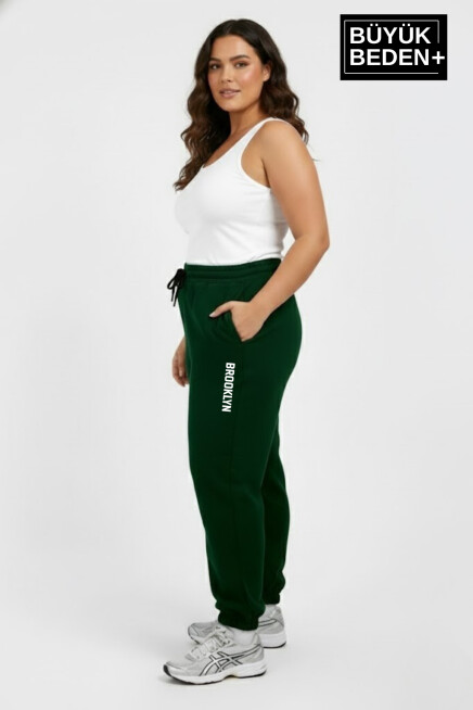 Kadın Büyük Beden BROOKLYN Baskılı Paça Lastikli  Jogger İnce Eşofman Altı  SPR26BEAK951-2