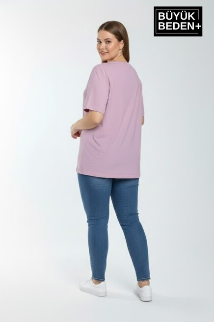 Kadın Büyük Beden El Yazılı Brooklyn Baskılı 3xl-6xl Bisiklet Yaka Tshırt SPR25BTSK510-6