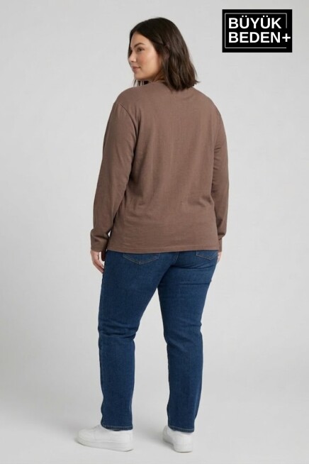 Kadın Büyük Beden Milano İtalia Baskılı 2 İplik Bisiklet Yaka Tişört SPR26BTSK942-9