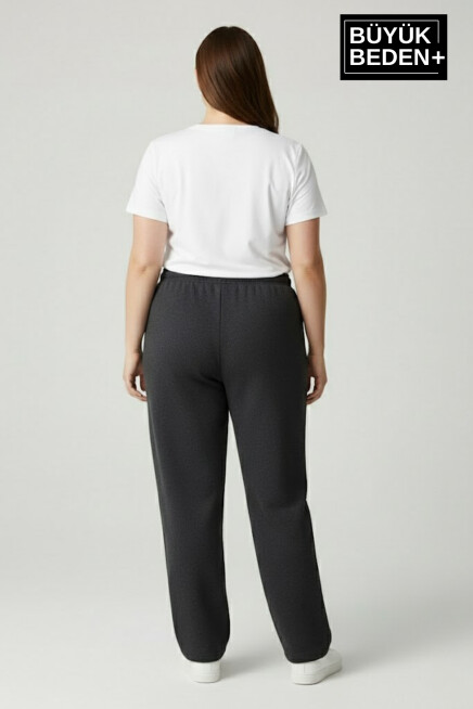 Kadın Büyük Beden N Logo Baskılı Rahat Kesim Paça Reçme ince Eşofman Altı SPR26EAK952-4