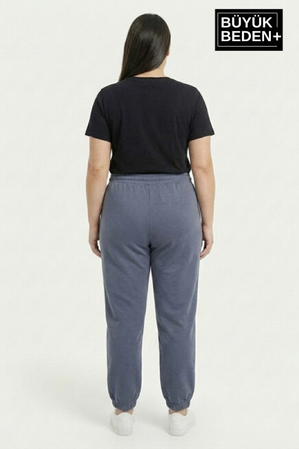 Kadın Büyük Beden N Logolu Paça Lastikli Rahat Kesim Jogger İnce Eşofman Altı SPR26BEAK951-4