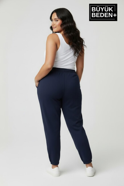 Kadın Büyük Beden New York Paça Lastikli Rahat Kesim Jogger İnce Eşofman Altı SPR26BEAK951-5