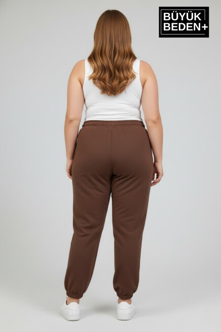 Kadın Büyük Beden New York Paça Lastikli Rahat Kesim Jogger İnce Eşofman Altı SPR26BEAK951-5