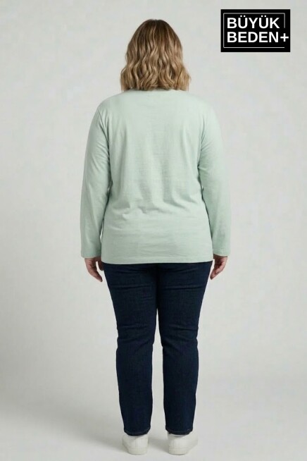 Kadın Büyük Beden Orta Brooklyn Baskılı 2 İplik Bisiklet Yaka Tişört SPR26BTSK942-8