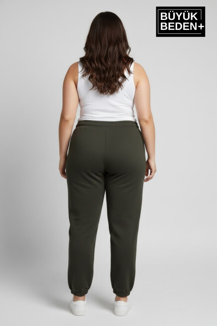 Kadın Büyük Beden Paça Lastikli Rahat Kalıp AR Baskılı İnce Eşofman Altı SPR26BEAK951-1
