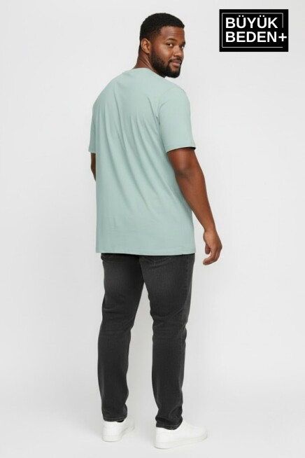Süperlife Erkek Büyük Beden El Yazılı California Baskılı 3xl-6xl Bisiklet Yaka Tshırt SPR26TBS510-07