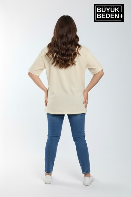 Süperlife Kadın Büyük Beden Brooklyn 1970 Baskılı 3xl-6xl Bisiklet Yaka Tshırt SPR25BTSK510-3