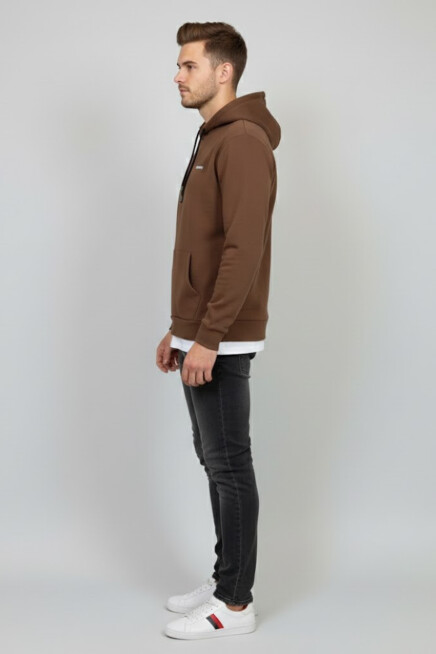 Süperlife Kapşonlu Uzun Kollu Baskılı Dar Kalıp İnce Erkek Sweatshirt SPR 2019K61