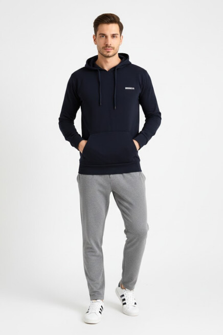 Süperlife Kapşonlu Uzun Kollu Baskılı Dar Kalıp İnce Erkek Sweatshirt SPR 2019K61