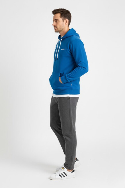 Süperlife Kapşonlu Uzun Kollu Baskılı Dar Kalıp İnce Erkek Sweatshirt SPR 2019K61