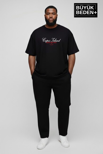 Erkek Büyük Beden Capri Island Baskılı 3xl-6xl Bisiklet Yaka Tshırt SPR26BTS510-14