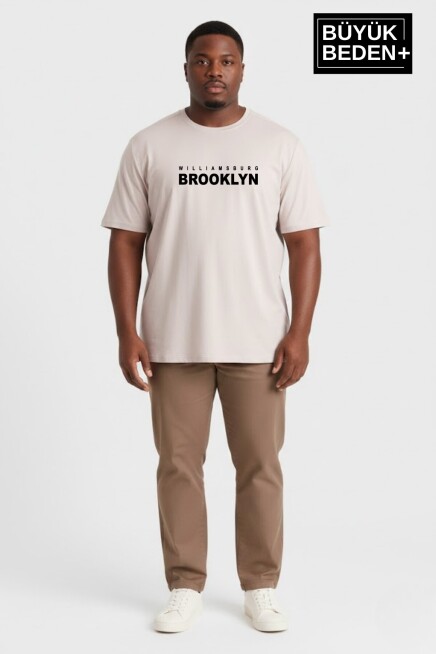 Erkek Büyük Beden Willamsburg Brooklyn Baskılı 3xl-6xl Bisiklet Yaka Tshırt SPR26BTS510-16