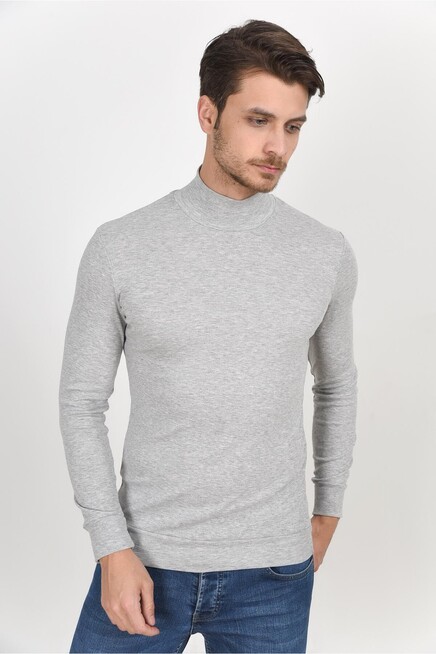 Süperlife Balıkcı Yaka Uzun Kollu Dar Kalıp İnce Erkek Sweatshirt SPR 2019K21